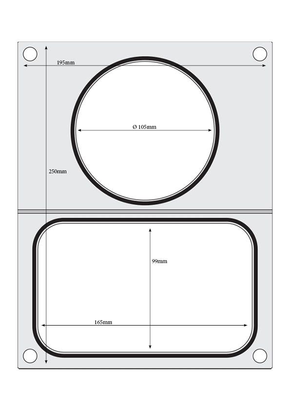 Matrica za zaptivanje posuda, HENDI, 2 posude (1x 178x113 mm, 1x ø115 mm)