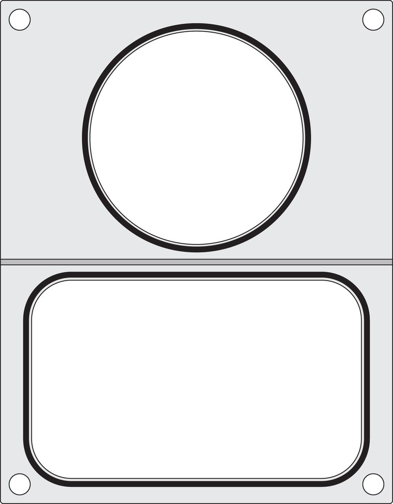 Matrica za zaptivanje posuda, HENDI, 2 posude (1x 178x113 mm, 1x ø115 mm)