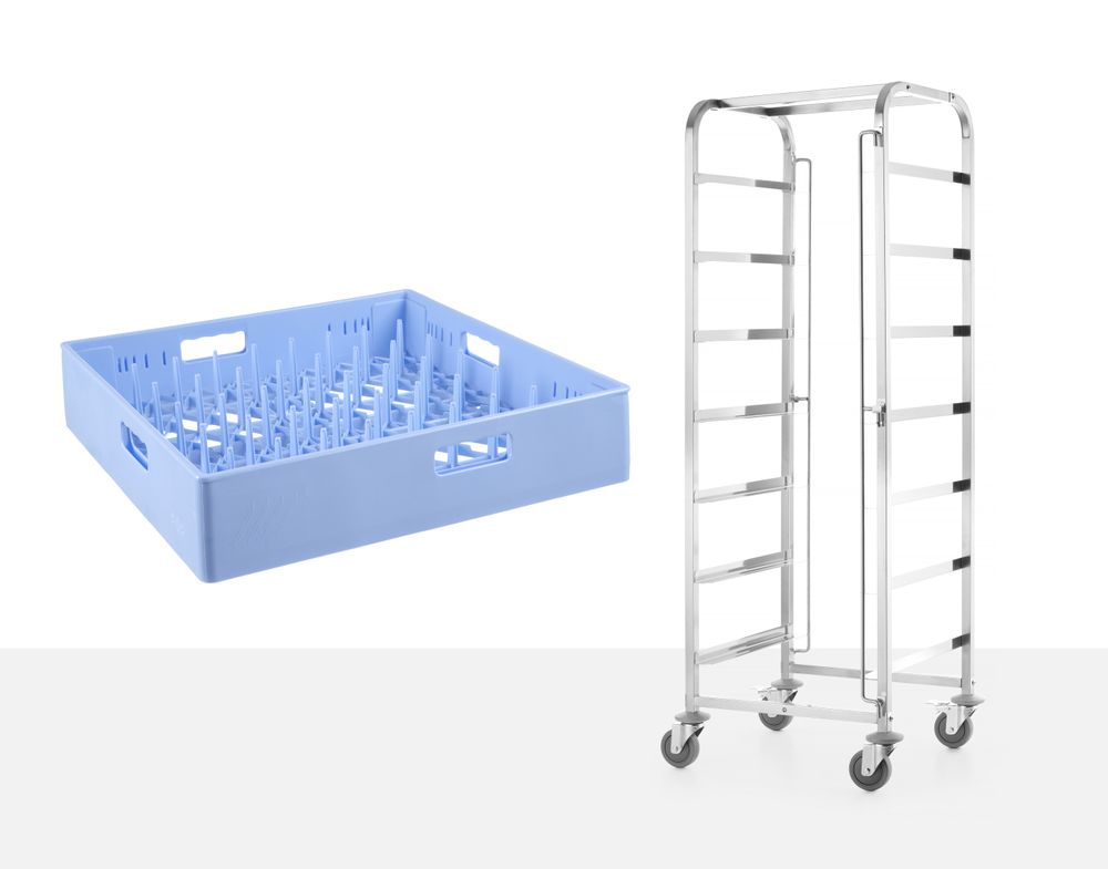 Mobilna kolica za korpe za mašinu za pranje sudova - 7 x 500x500 mm, HENDI, 615x560x(H)1710mm