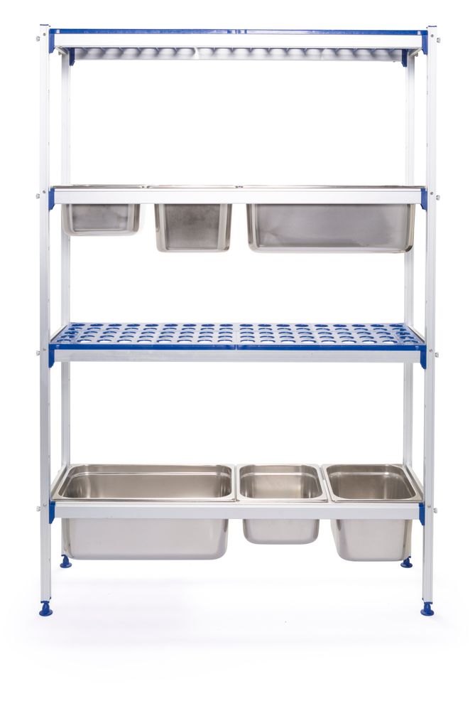 Aluminijumski stalak za skladištenje za GN posude, HENDI, 1120x355x(H)1685mm