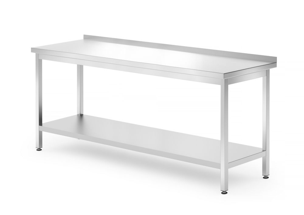 Zidni radni sto sa policom – spojen šrafovima, dubina: 700 mm, HENDI, Profi Line, 1800x700x(H)850mm