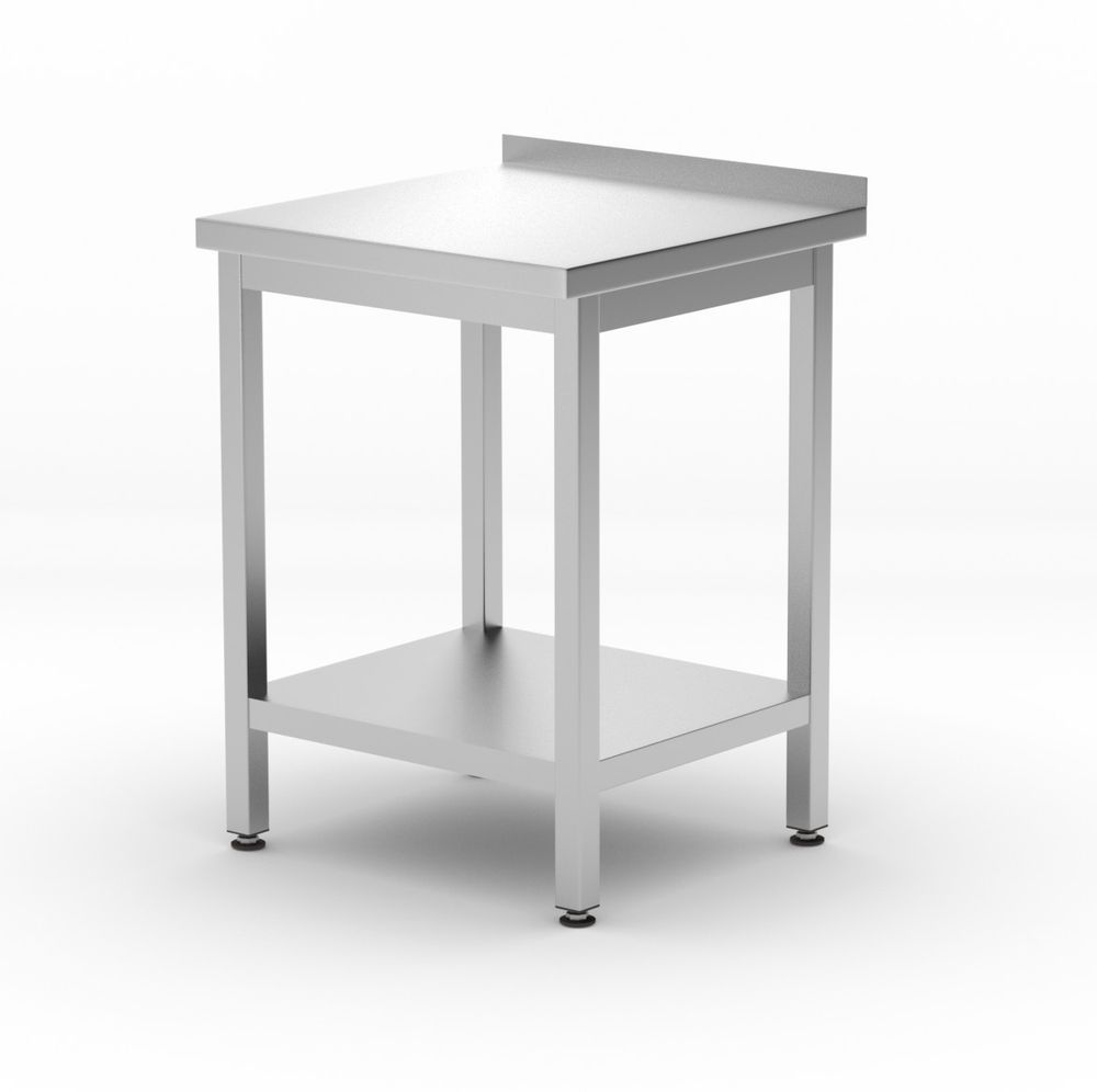 Zidni radni sto sa policom Budget Line – montažni, dubina: 600 mm, HENDI, Kitchen Line, 600x600x(H)850mm