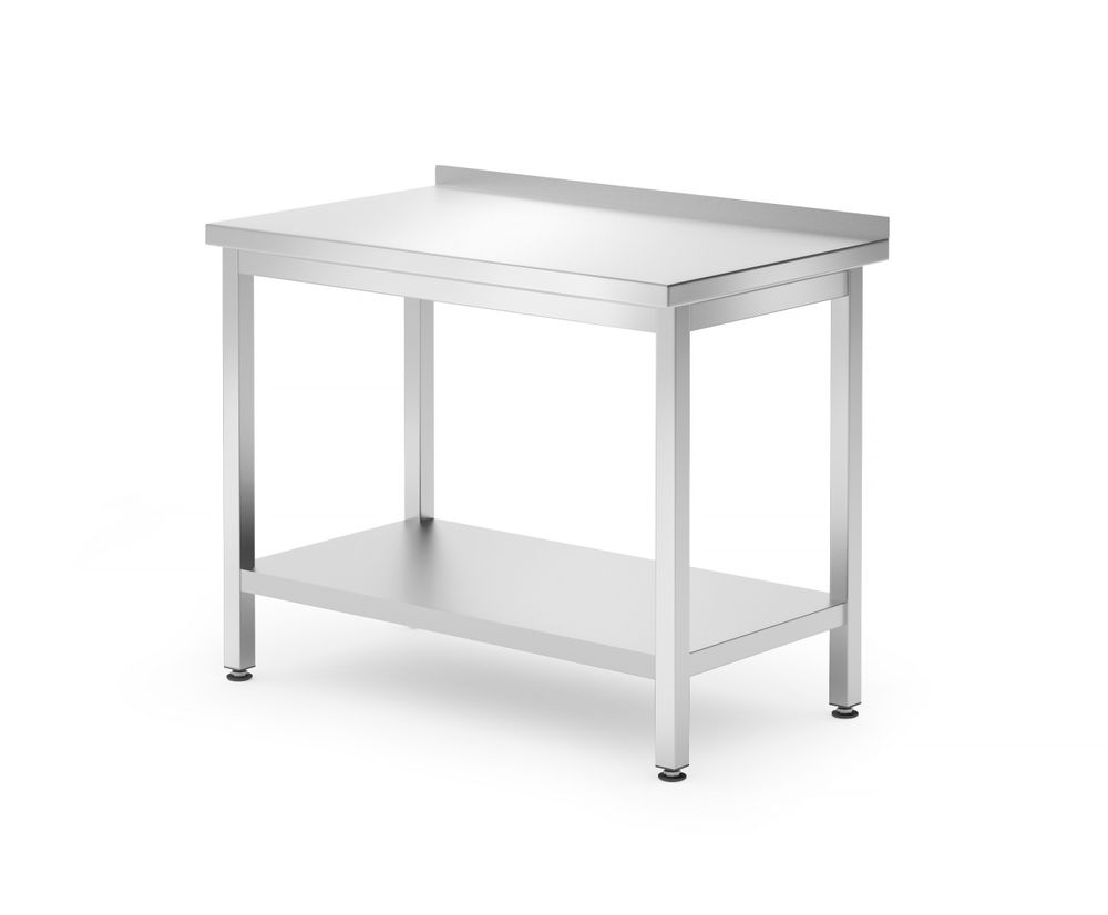 Zidni radni sto sa policom Budget Line – montažni, dubina: 600 mm, HENDI, Kitchen Line, 1000x600x(H)850mm