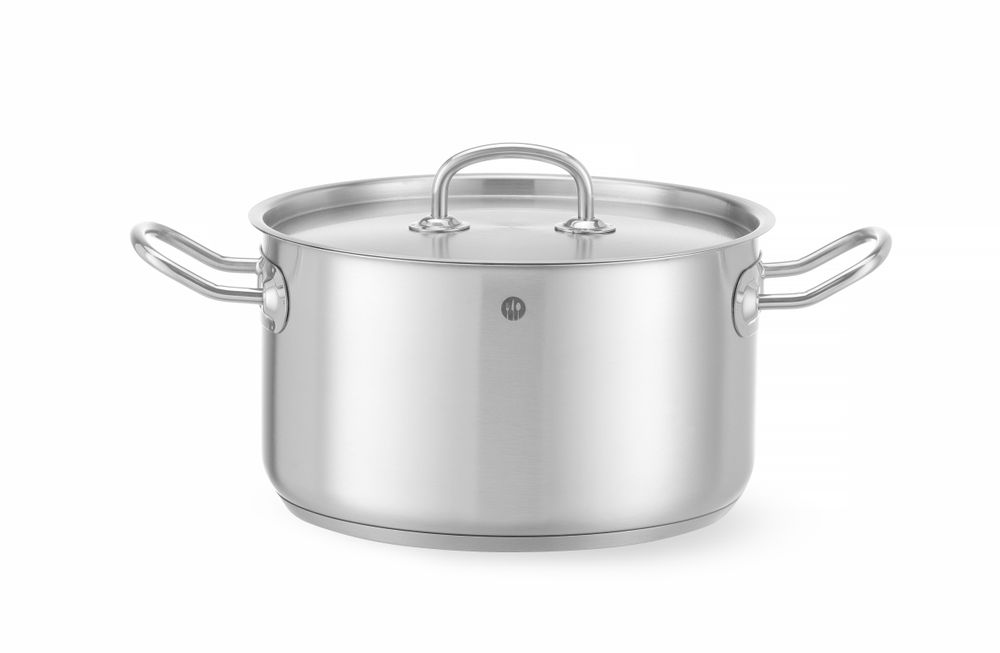 Lonac za dinstanje, srednje dubine - sa poklopcem, HENDI, Kitchen Line, 6L, ⌀240x(H)135mm