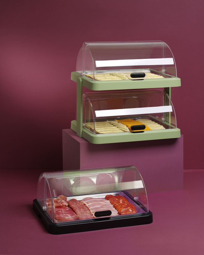Dupla rashladna roll-top vitrina Duo, UNIQ, HENDI, dizajnirao Robert Bronwasser, Zelena, 480x355x(H)480mm