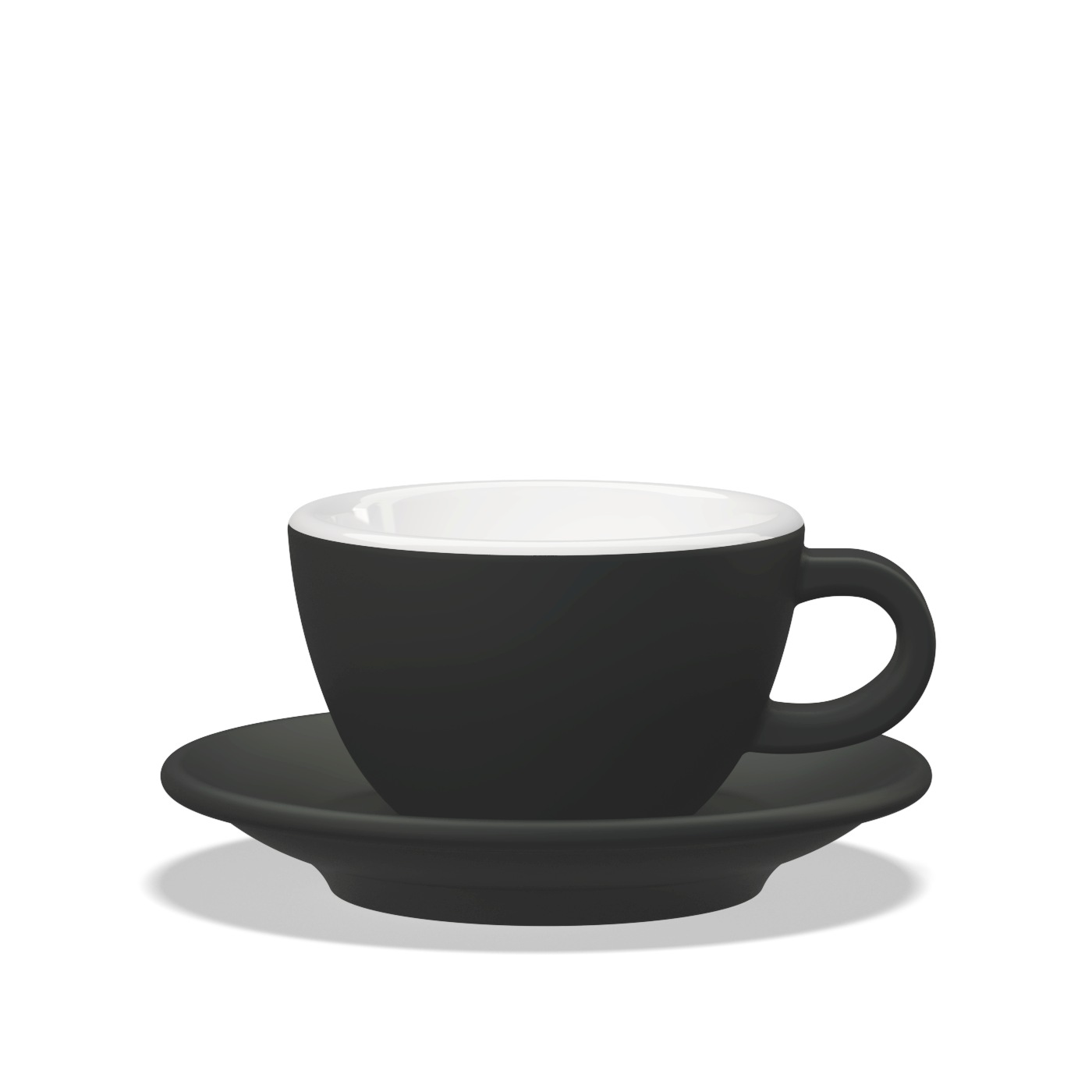 Clubhouse Tulip Cappuccino Cup 210cc - Porcelain & Saucer - Black