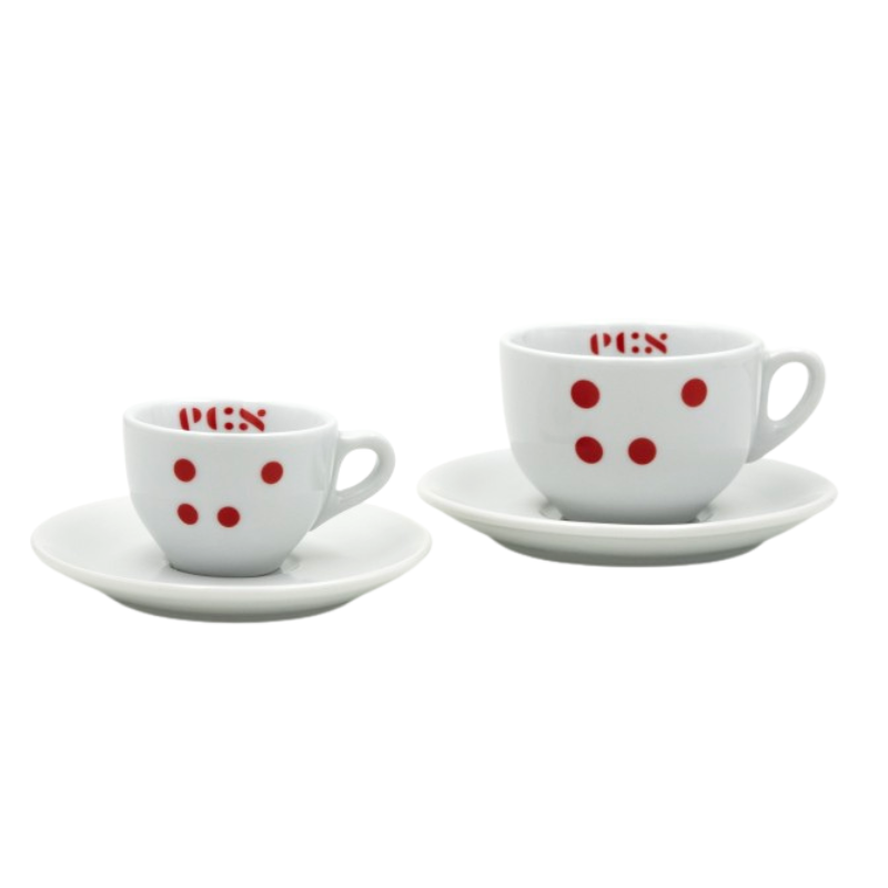 ECS Cappuccino Cup "Dots" with Saucer - Set of 6