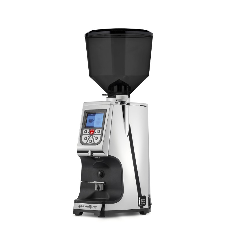 Eureka Atom Specialty 65 Chrome Coffee Grinder - Diamond - Chrome - Tall Smoked Hopper - 110 V