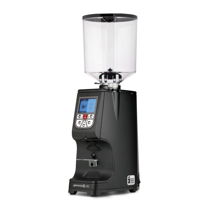 Eureka Atom Specialty 75 Black Coffee Grinder - Pro - Diamond - Black - Tall Hopper - 220 V