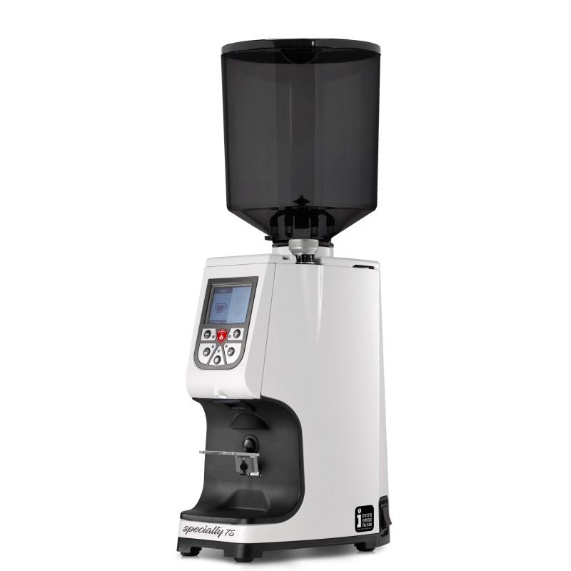 Eureka Atom Specialty 75 White Coffee Grinder - Premium - Diamond - White - Tall Smoked Hopper - 110 V