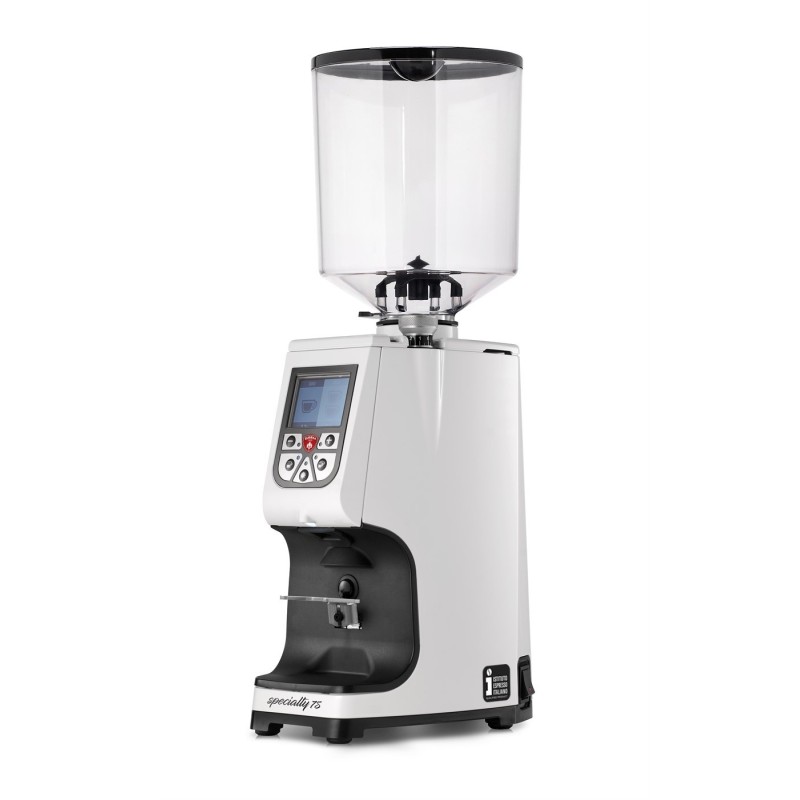 Eureka Atom Specialty 75 White Coffee Grinder - Premium - Red Speed - White - Tall Hopper - 110 V