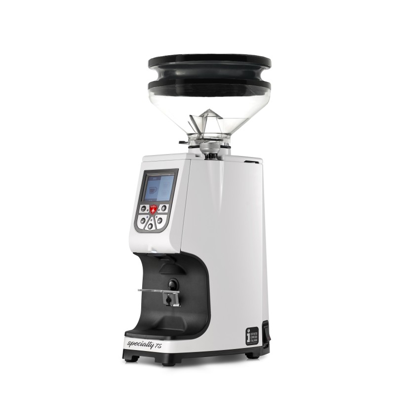 Eureka Atom Specialty 75 White Coffee Grinder - Premium - White - Blow Up Short Hopper - 220 V