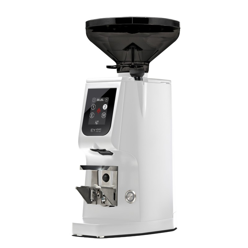 Eureka Atom Excellence 65 Coffee Grinder - Precision & Speed - Hardened Steel - White - Short Smoked Hopper - 110 V