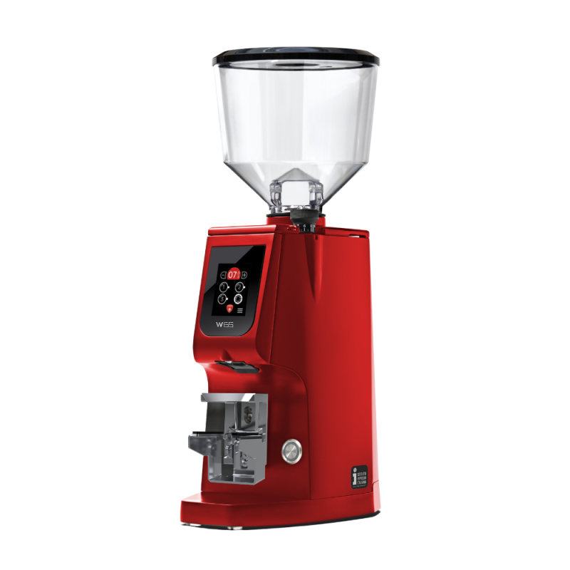 Eureka Atom W 65 Coffee Grinder - Precision & Efficiency - Titanium - Red - Tall Hopper - 220 V