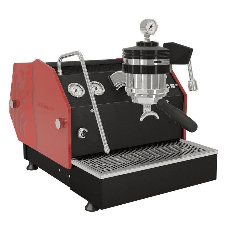 La Marzocco GS3 MP Flat Black Espresso Machine - Red Glass Side Panels - 220 V