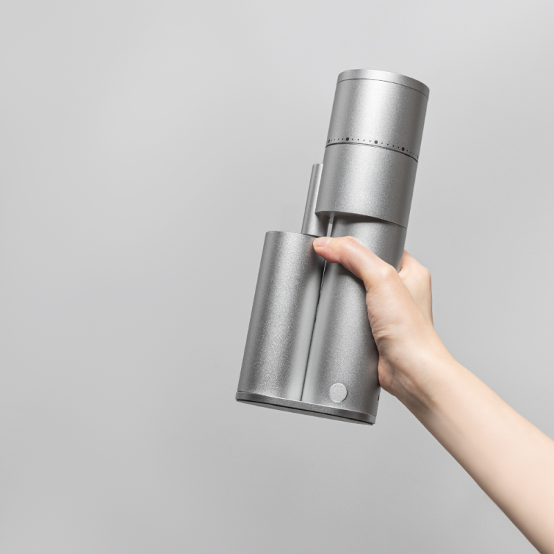 Option-O Lagom Mini 2 Coffee Grinder - Compact USB-C Power - Silver
