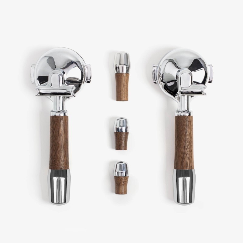 Wiedemann Handle Set for ECM - Durable & Stylish - Walnut - With Stainless Steel Portafilter