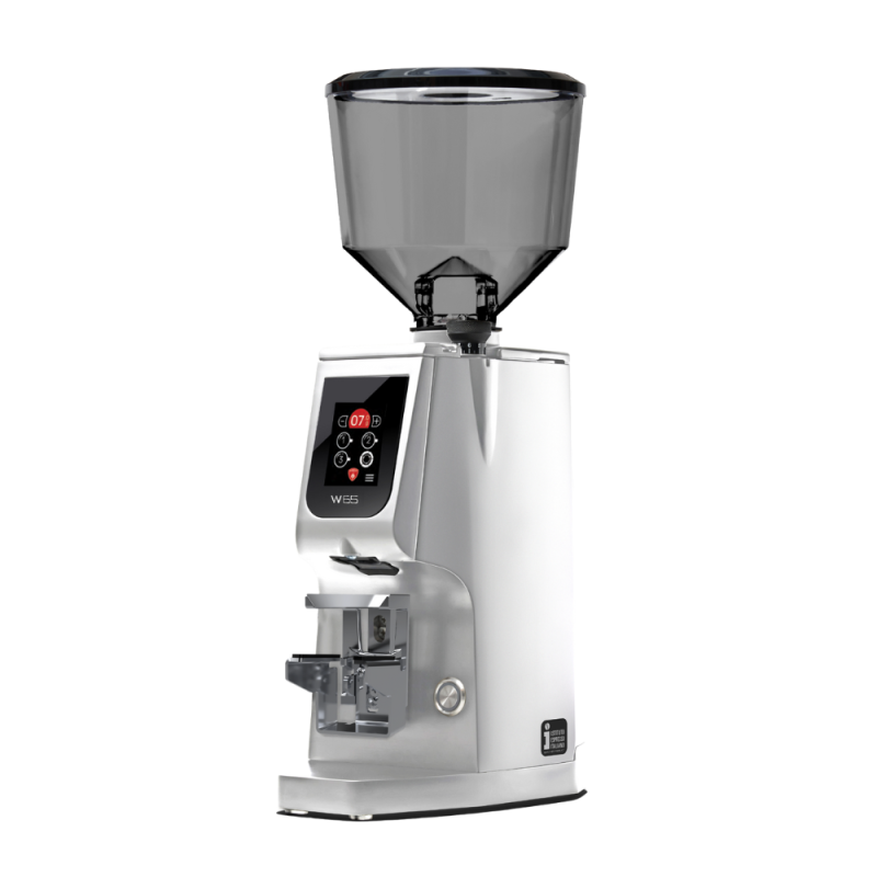Eureka Atom W 65 Coffee Grinder - Precision & Efficiency - Hardened Steel - Chrome - Blow Up Tall Smoked Hopper - 220 V