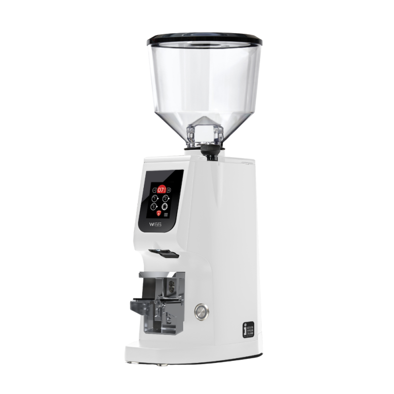 Eureka Atom W 65 Coffee Grinder - Precision & Efficiency - Titanium - White - Blow Up Tall Hopper - 220 V