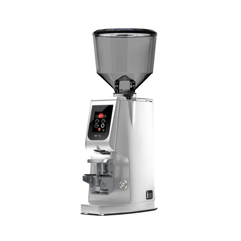 Eureka Atom W 75 Coffee Grinder - Advanced Grinding - Hardened Steel - Chrome - Blow Up Tall Smoked Hopper - 220 V