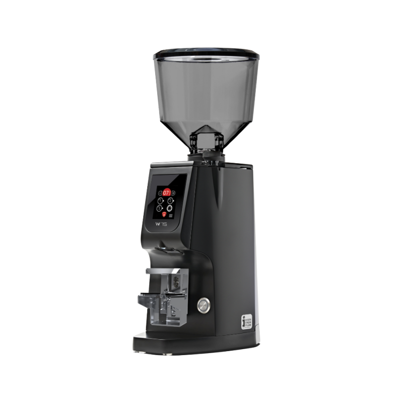 Eureka Atom W 75 Coffee Grinder - Advanced Grinding - Titanium - Black - Blow Up Tall Smoked Hopper - 220 V