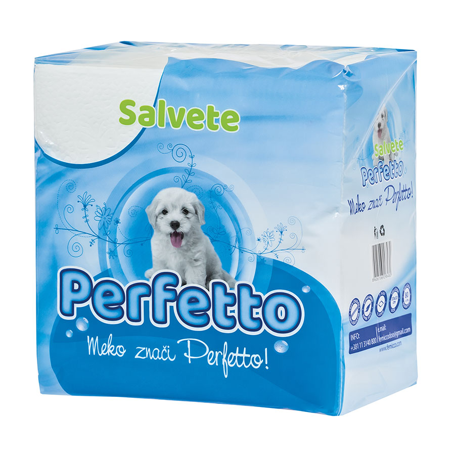 Salvete Perfetto 33x33 100/1 bele - 2 sl. (20 kom)